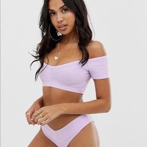 ASOS DESIGN Wrap Front Bandage Bikini in Lilac